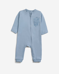 Baby Blue Cotton Long-Sleeve Jumpsuit