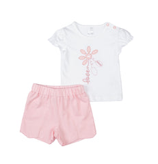 Elegant white and pink baby girl 2 piece set by Pompelo