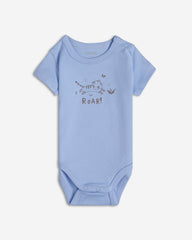 Set of 3 soft cotton baby bodysuits with playful animal prints