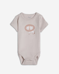 Set of 3 soft cotton baby bodysuits with playful animal prints