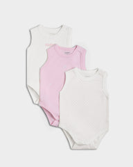 Set of 3 baby girl cotton bodysuits soft and comfy