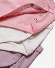 pack of 3, Soft cotton baby girl bodysuits,  short sleeves and pastel tones