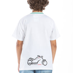 Stylish white tshirt with checked pocket for boys by Pompelo
