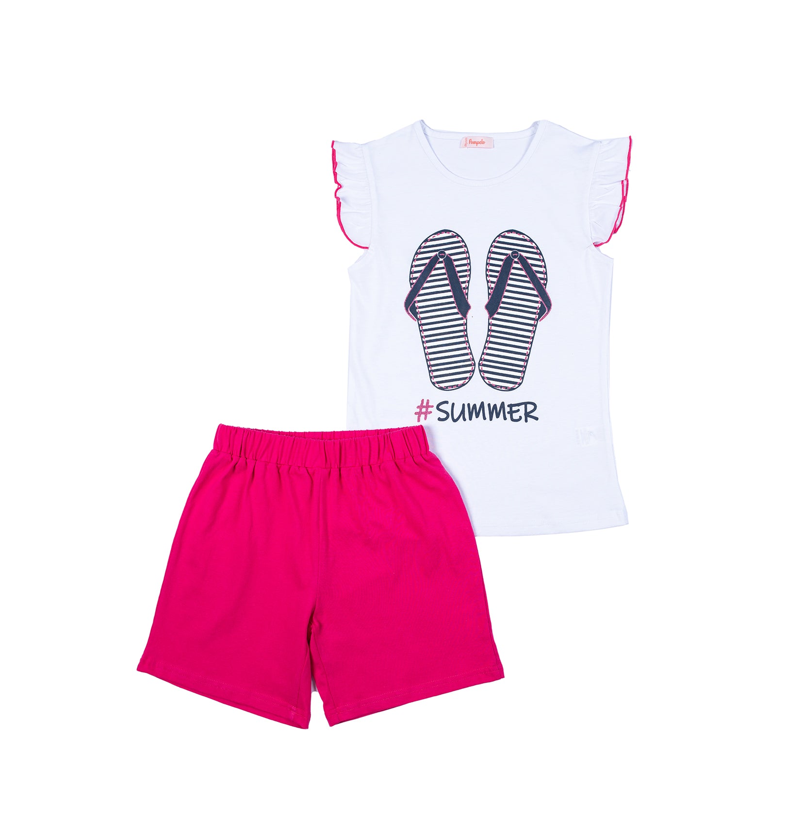 Girl summer set of sleeveless shirt and shorts by Pompelo