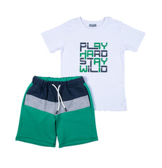 Boy summer pajamas set of top and shorts by Pompelo