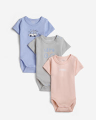 3-pack baby boy short-sleeve cotton bodysuits  perfect for everyday wear.