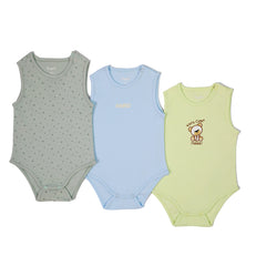 Soft set of 3 sleeveless jumpsuits for baby boys by Pompelo