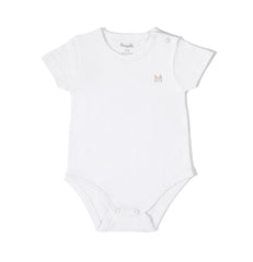 New born soft cotton white plain half sleeve set of 3 overalls by Pompelo