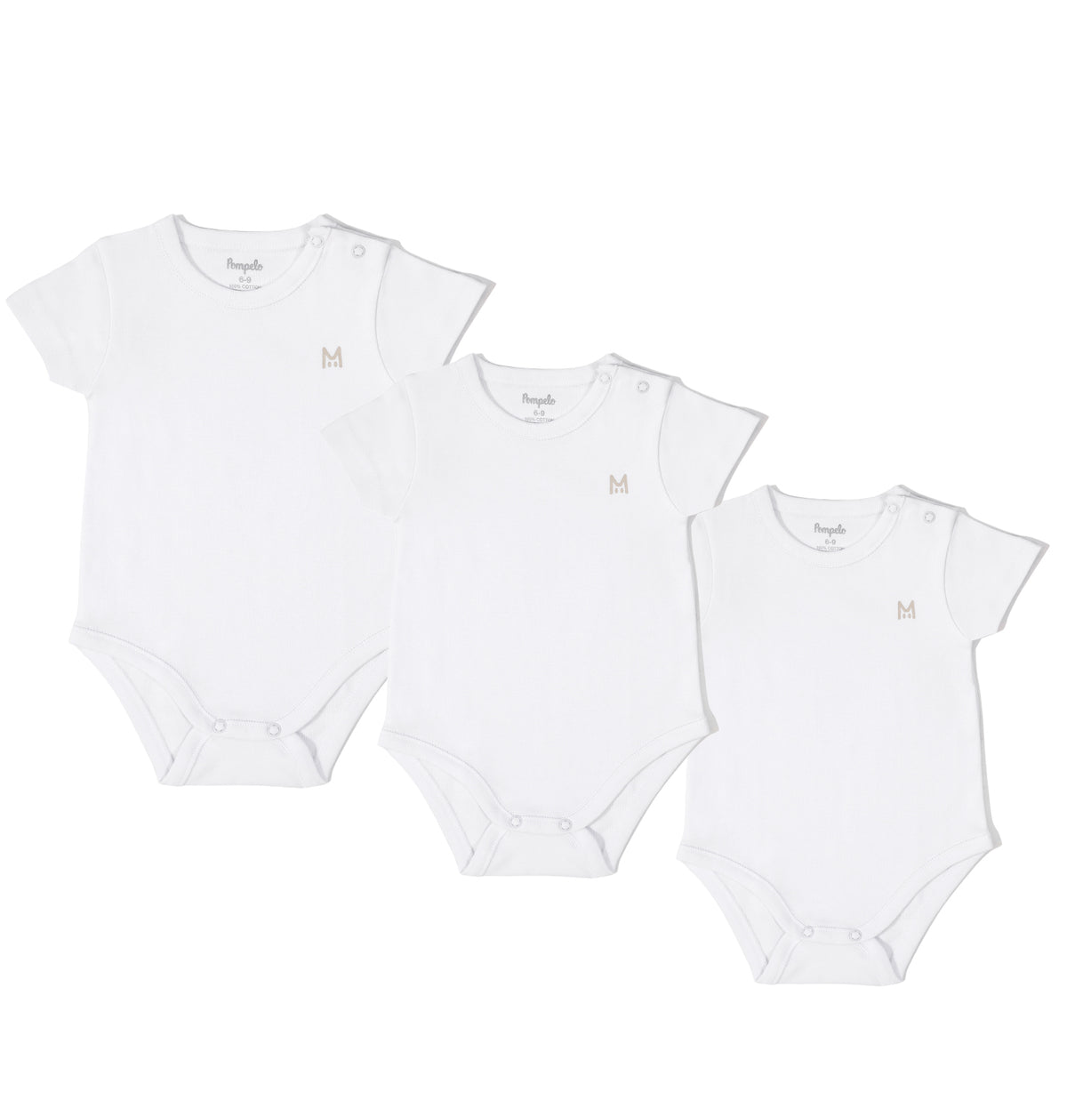 New born soft cotton white plain half sleeve set of 3 overalls by Pompelo