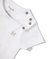 New born soft cotton white plain half sleeve set of 3 overalls by Pompelo