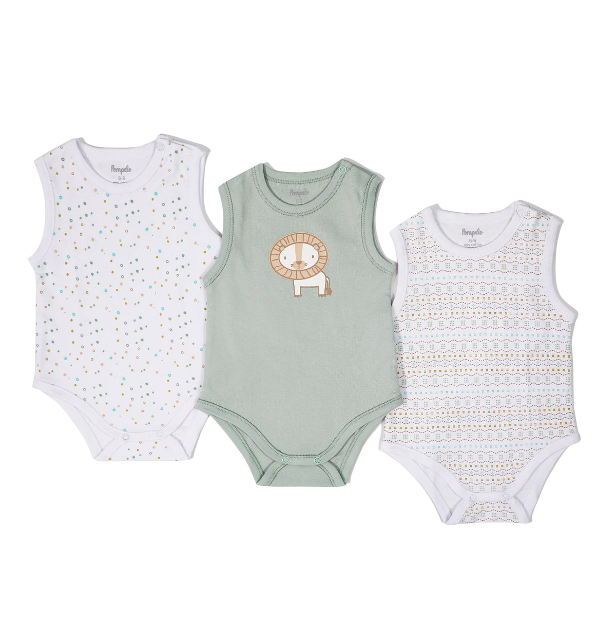 Unique set of 3 sleeveless jumpsuits for baby boys by Pompelo
