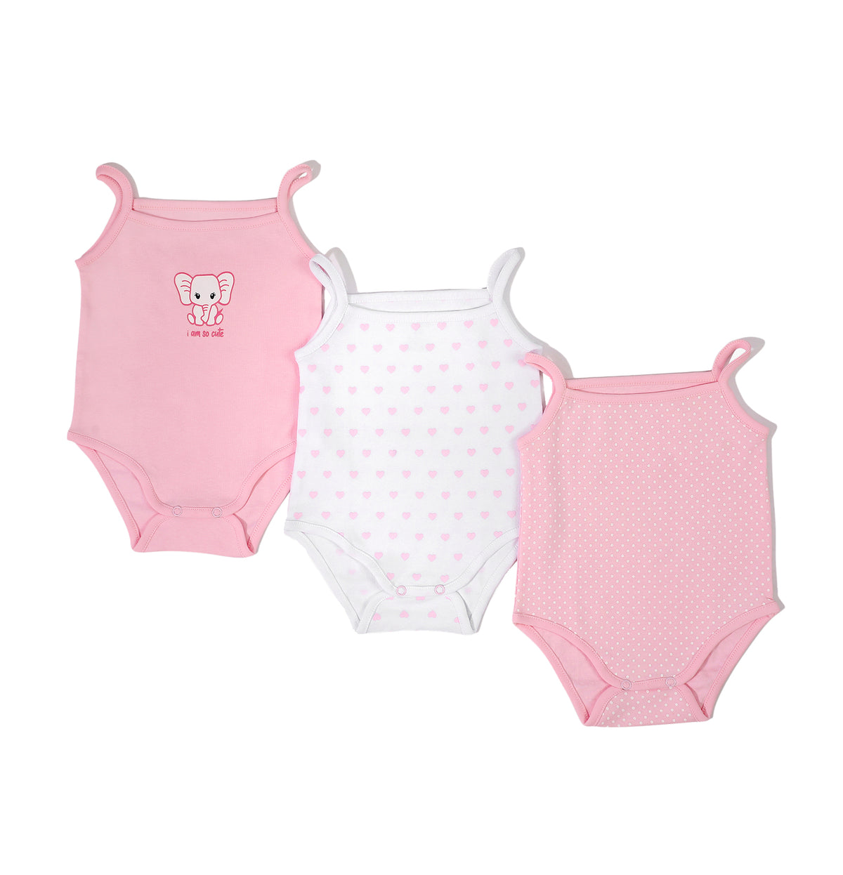 Cute colorful sleeveless baby girl set of 3 overalls by Pompelo