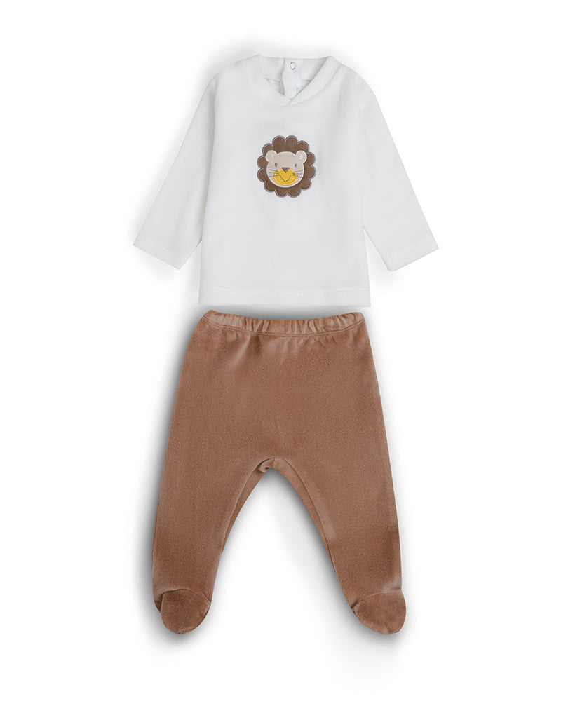 Offwhite Brown Newborn soft Set – Long Sleeve