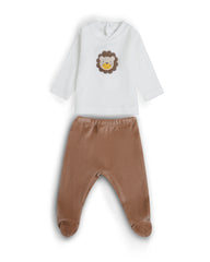Offwhite Brown Newborn soft Set – Long Sleeve