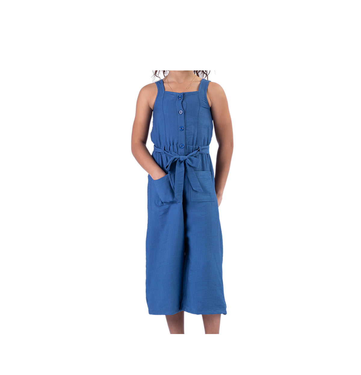 Girl plain jumpsuit with 2 pockets by Pompelo