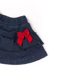 Fashionable denim baby girl skirt with ribbon by Pompelo