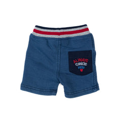 Denim jeans shorts with red ribbon by Pompelo