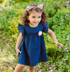 Navy jeans sleeveless short dress by Pompelo