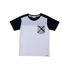 Elegant tshirt with black sleeves and checked pocket for boys by Pompelo