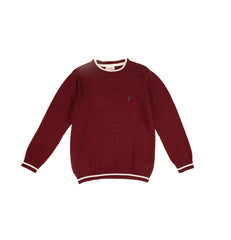 Elegant maroon with white strips pullover for boys by Pompelo
